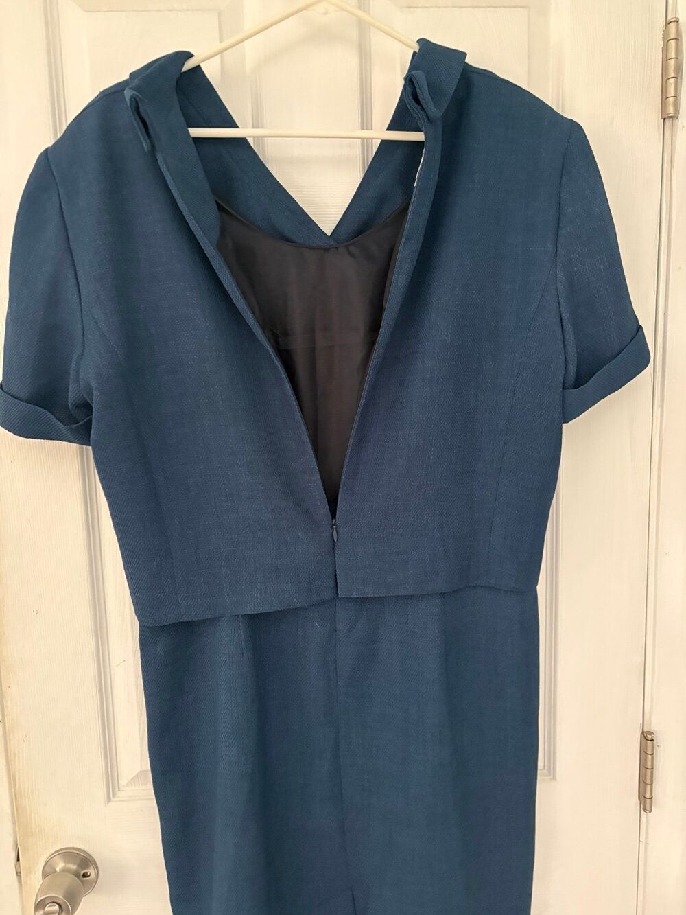 Vintage Navy Blue Jacket Dress Set Size 16 Gold Buttons - Picture 4 of 7